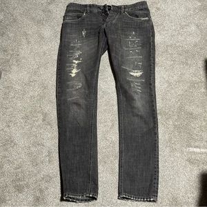 Dolce & Gabbana 14 Gold Distressed Grey Skinny Jeans Designer 29x32